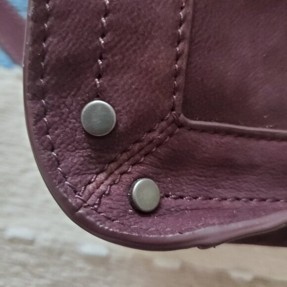 Vintage Lucky Brand Suede Leather Tassel Sachel Crossbody In Maroon - Picture 7 of 13